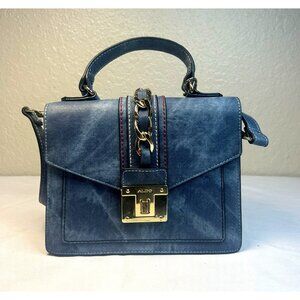 Aldo Martis Crossbody Blue Satchel with Gold Hardware Top Handle